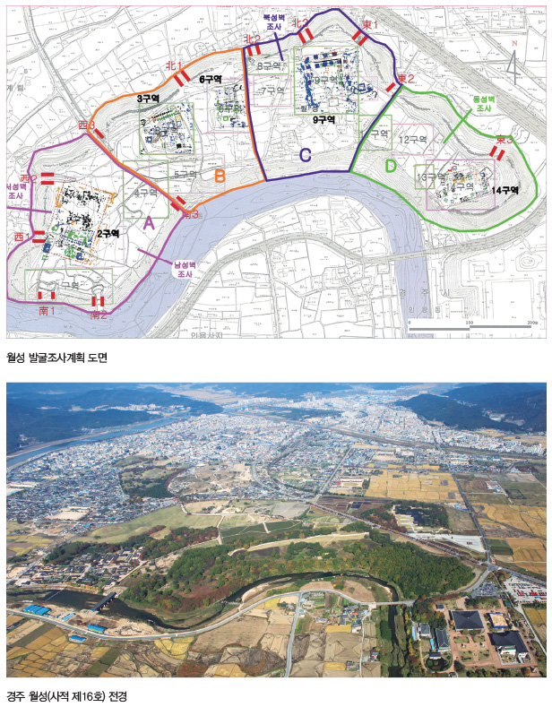 월성 발굴조사계획 도면 및 경주 월성(사적 제16호) 전경